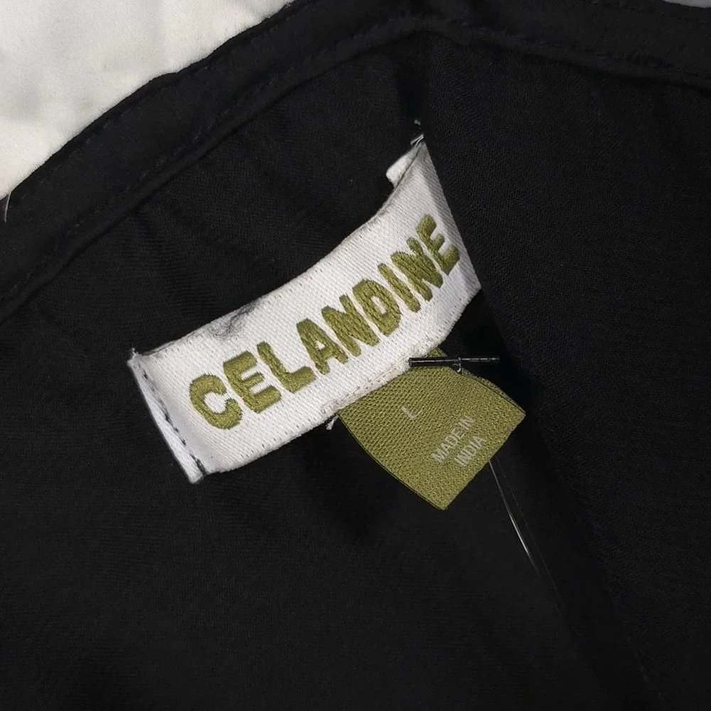 NWT Anthropologie Celandine Halter Midi Dress LARGE‎ Black Onix Satin Bow T Back